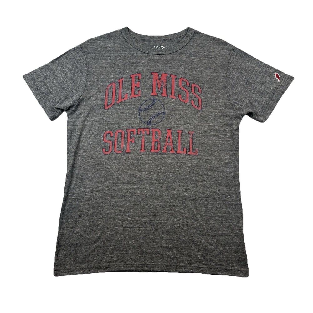 Ole Miss Softball T Shirt Medium Gray League Short Sleeve
